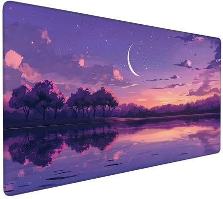 Lila Mauspad 1600 x 800 x 3 mm, XXL Gaming Mauspad Himmel, Verlängertes Groß Mauspad Schreibtischauflage, Wasserdicht Mauspad, Genähte Kanten Mauspad, Rutschfeste Gummibasis, Mauspad Gamer Y-435
