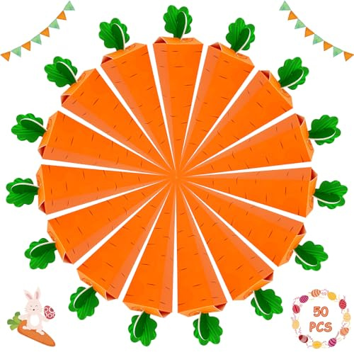 GreenYeah Ostern Karotten Geschenkbox, 50 Stück Geschenkbox Ostern, Möhrenkisten zum Basteln und Befüllen, Möhren Box zu Ostern Süßigkeiten Box, Ostern Ostergeschenke Befüllen, Oster DIY deko