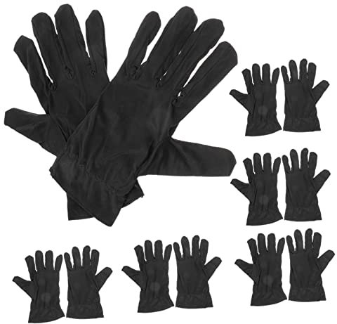 BUGUUYO 6paare Baumwollhandschuhe Schwarz Für Schmuckprüfung Münzhandschuhe Atmungsaktiv Dehnbar Für Empfindliche Gegenstände Handschuhe Für Handhabung