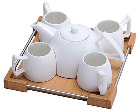 Juego de tazas de café expreso de porcelana, juego de taza y platillo, juego de tazas de café con tetera de cerámica, mini juego de té de porcelana for beber té, café con leche, café expreso o agua, i