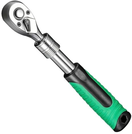 VNSMM werkzeugkoffer 1/4, 3/8, 1/2 Zoll Stick Buchse Ratsche Set Ausziehbarer Griff Schlüssel 72-Zahn Quick-Release Reversible steckschlüsselsatz(3-8)