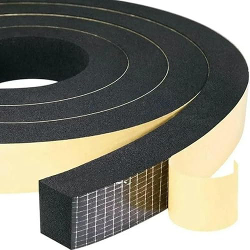 Bande d'étanchéité en caoutchouc éponge pour porte et fenêtre 10 m, bande auto-adhésive insonorisante et anti-collision, isolation murale, mousse acoustique - 10 mm x 30 mm x 2 m