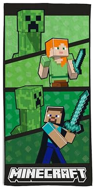 hermet, Toalla de Playa Minecraft, 70 x 140 cm, Toalla de Playa o Piscina, 100% algodón Suave, práctica y Ligera