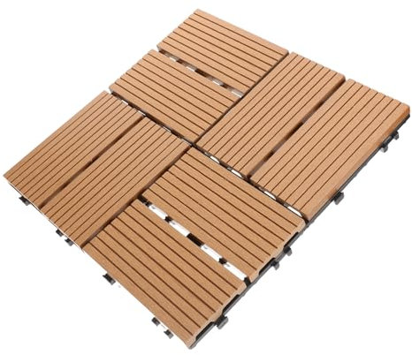 STOBOK Wood Plastic Floor Slabs Interlocking Decking Tiles Outdoor Patio Slabs Garden Tiles Decking Balcony Deck Flooring