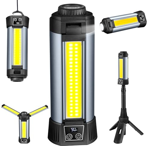 12-i-1 multifunktionell LED-lampa, magnetiskt batteri och teleskopstång, uppladdningsbar LED-campinglampa, arbet, verkstad, powerbank, utomhusfunktion för trädgård