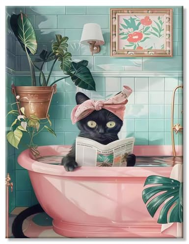 ShengDexin Diamond Painting Katze, Diamond Painting Erwachsene, 5d Diamant Painting Bilder Leinwand 30x40 cm, Geeignet Als Kreativ set für Erwachsene und Entspannen Badezimmer Wanddeko