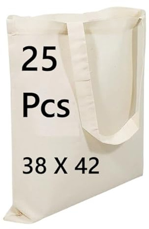 COTTON BAGS PACK OF 25 100% COTTON SHOPPING PLAIN BAGS ECO FRIENDLY TOTE SHOULDER SHOPPER HANDBAG