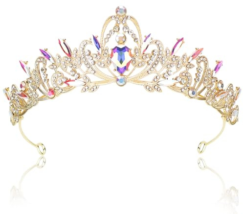 Rierousy Tiara Hochzeit, Krone Damen, Krone Braut, Kristallkrone Strass Krone, Hochzeit Diadem für Hochzeiten, Abschlussbälle, Festumzüge, Prinzessinnenpartys, Geburtstagsfeiern Usw