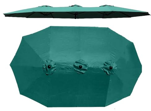 Parasol de remplacement à 12 baleines, toile double face, grande toile de remplacement pour parasol triple de 4,5 m, pour marché, terrasse, jardin(Dark Green)