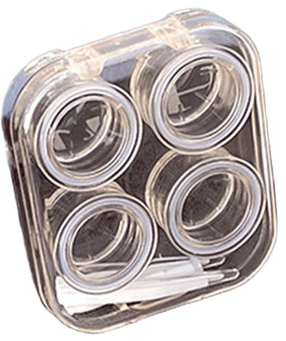 Support de lentilles à accès rapide avec motifs multi-usages, pince à épiler et bâton de port, idéal pour un usage quotidien et les kits de lentilles de voyage, jaune