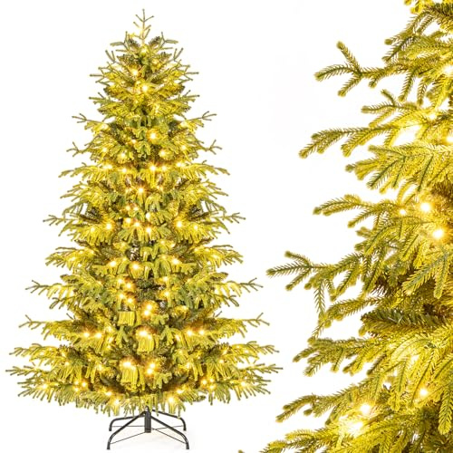 COSTWAY 180 cm Künstlicher Weihnachtsbaum mit Beleuchtung, Tannenbaum mit 270 warmweißen LED-Lichtern, Christbaum, Kunstbaum Weihnachten, Grün
