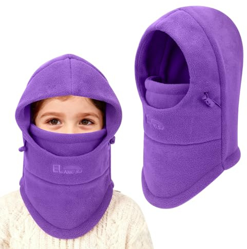 VGMANTA Barn balaklava vinter varm termisk fleece balaclava barn multifunktionell justerbart ansiktsskydd huva halsduk skidmask huva halsvärmare för pojkar och flickor cykling skridskoåkning PP