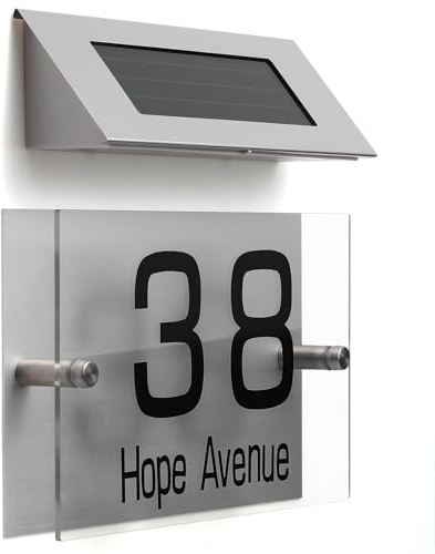 Yardenfun Lampe Solaire Numéro Maison LED Lumières Couleurs Éclairage Adresse Extérieur Étanche Plaque Numéro Porte Solaire pour Jardin Terrasse et Allée