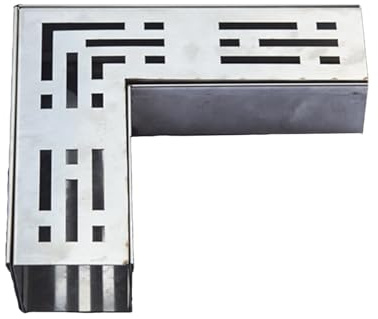 Canale Di Drenaggio In Acciaio Inossidabile Con Griglia, Canale Di Drenaggio Assemblato Lungo 1 M, Sistemi Di Drenaggio For Vialetti, Grondaia For Cucina, Cortile, Balcone(Right Angle 80x50mm)