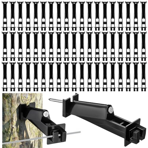 Joyfolk 100 Pcs Black Electric Fence Insulator with 5 Inch Slant Nail Heavy Duty Nail-on Insulator T Post Weatherproof & High-lnsulation Fencing Accessory for Pet, Livestock, Farm Animal Fence