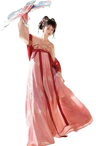 Kinesisk traditionell forntida dräkt (155-175 cm), Hanfu-klädsel för kvinnor (48-75 kg), för cosplay, scenframträdande,XL,Pink