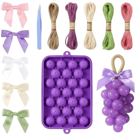 Stampo per Sapone in Silicone a Grappolo d'Uva | Stampo per Sapone Artigianale in Alimentare con Corda di Iuta,Kit in Silicone per a Uva,per Festa della Mamma, Insegnanti, Compleanni