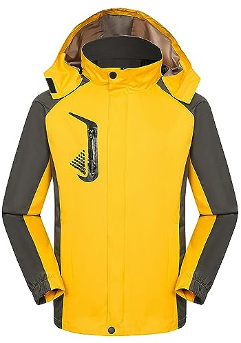 Generisch Giacca da uomo in colori coordinati, antivento, multitasche, multifunzionale, giallo., 4XL