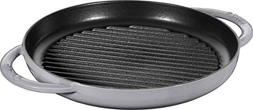 staub 40509-522 Pure Grill Round, Gray, 10.2 inches (26 cm) Grill Pan, Both Hands, Casting, Enamel, Induction Compatible, Japanese Authentic Product