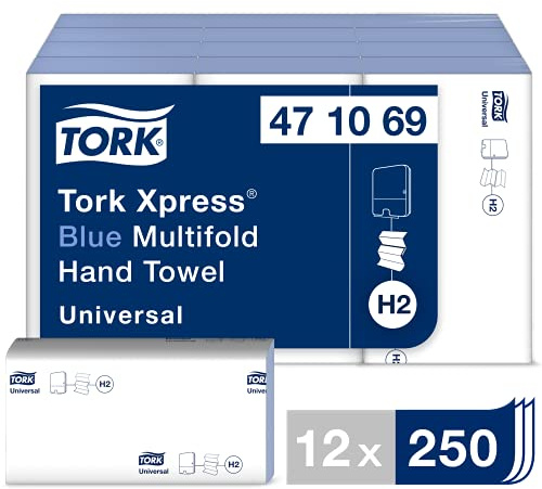 Tork 471069 toalla de mano, Xpress multifold, 1 capa, azul (3000 unidades)