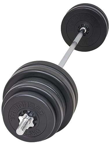 75 kg skivstångsset med 1,8 m hantelstång, skruvförseningar och vikter (2 x 2,5 kg, 4 x 5 kg, 4 x 10 kg)