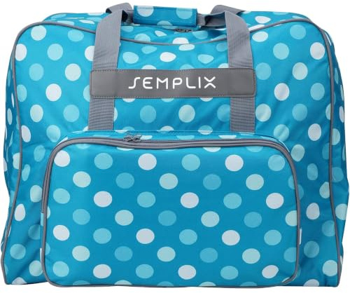 SEMPLIX Máquina de Coser Funda XL Polka Dots 52 x 42 x 27 cm, Grandes y Bolsa Transporte en Muchos Colores Frescos, Estable para Grandes Máquina de Coser Modelos.