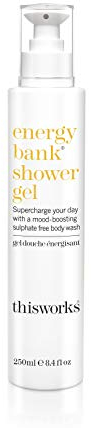This Works Energy Bank Shower Gel, 250 ml - Energising Body Wash with Geranium, Ylang Ylang and Rosemary Essential Oils - Mood-Boosting Sulphate and Silicone Free Shower Gel for Men and Women