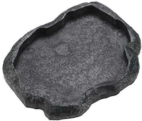 Reptile Food Water Dish Langlebige Reptile Rock Feeder Bowl Schildkröte Eidechse Harz Water Bowl Reptile Terrarium Food Dish (M-Grün)