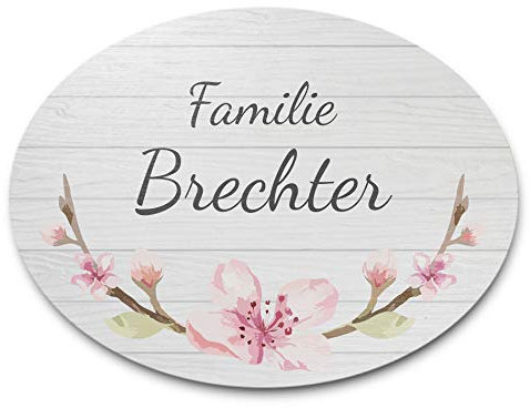 Hochwertig bedruckte Holz-Schilder mit Wunsch-Text | Ideal als Familien Türschild - als Briefkastenschild o. Namensschild zum Aufhängen mit Kordel | auch selbstklebend o. mit Bohrlöchern