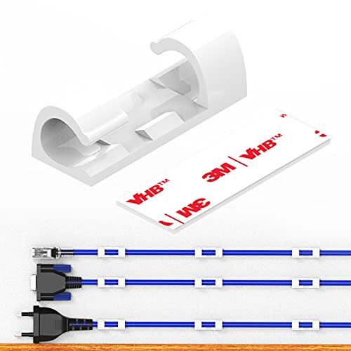 Kabelclips Kabelhalter, XIAOXI Vielzwecke Kabelführung Kabel Organizer Set mit Klebstoff Gesicherte Unterlage für Schreibtisch, Netzkabel, USB Ladekabel, Ladekabeln usw. - 20 Stück (Weiß)