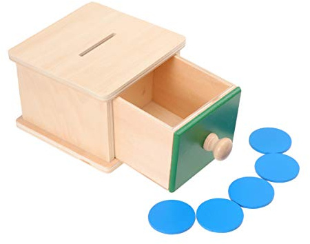Toddmomy Montessori Holz Münzkasten Lernspielzeug 12X12X8.5Cm Zur Förderung Der Hand-Auge-Koordination Pädagogisches Übungsspielzeug Für Kinder