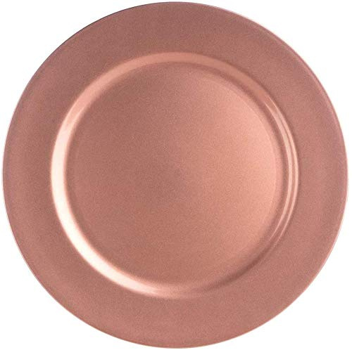 Aurora Store 12 Sottopiatti Colore Rosa Antico Bordo Liscio Tondo 33 cm Natale cenone sotto Piatto Natalizio Capodanno Natale Cena Aperitivo