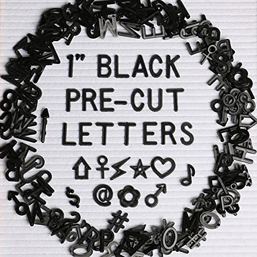 Black Letters for Letter Board Letters Only, 1 inch Message Board Letters Felt Letter Board Sign Accessories (378 pcs), 1” Pre Cut Plastic Letterboard Letters Numbers Changeable Menu Board Replacement