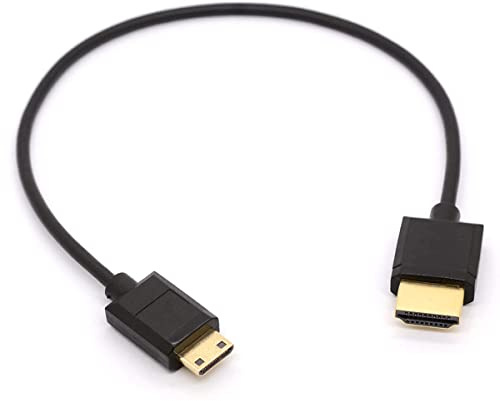 HTGuoji Mini HDMI a HDMI Cable Mini HDMI Macho a Macho HDMI 2.0 Cable Ethernet para Nikon/Canon DSLR Cámara, ordenador portátil, tarjeta de video gráfica, Raspberry Pi Zero (30 cm)