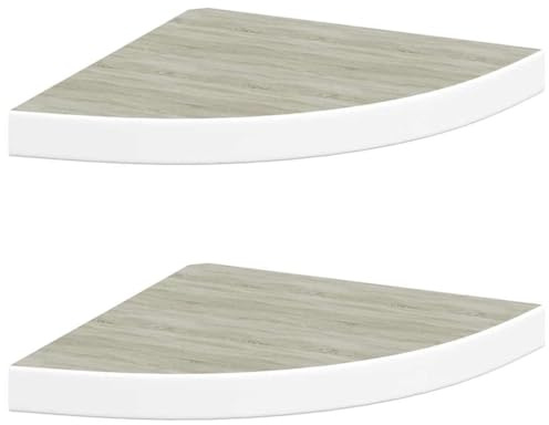 vidaXL Svävande hörnhyllor 2 st ek och vit 35x35x3,8 cm MDF