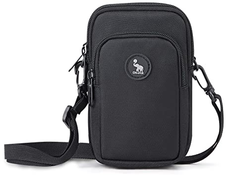 OIWAS Männerhandtasche Klein, Gürteltasche Herren, Handytasche Zum Umhängen Mini Umhängetasche Schultertasche für Freizeit und Urlaub Männer Smartphone Schwarz