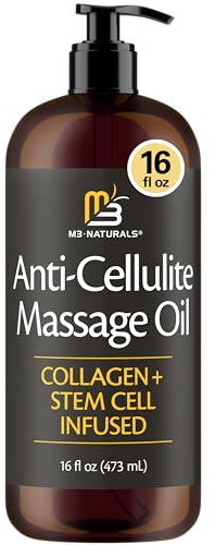 Firming Body Massage Oil with Collagen & Stem Cell – Helps Smooth The Appearance of Cellulite & Improve Skin Texture – Refreshing Aromatherapy Body Oil for Legs & Full Body – 16 Fl Oz