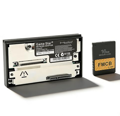 Sxhlseller SATA-Schnittstellen-Netzwerkadapter, für -Spielekonsole, mit 16 MB FMCB V1.966-Speicherkarte McBoot, HDD-Festplattenadapter, Plug-and-Play, Anti-Interferenz