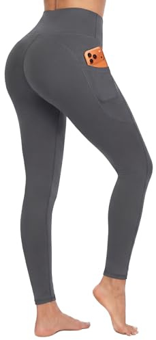 DDOBB Sport Leggings Damen Mit Taschen High Waist Sporthose | Blickdicht Sportleggins Bauchweg, Push-Up-Effekt, Lang Yogahose Laufhose für Yoga, Fitness, Joggen