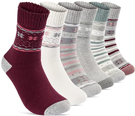 Damen THERMO Socken (6 oder 12 Paar) warme Wintersocken mit Innenfrottee