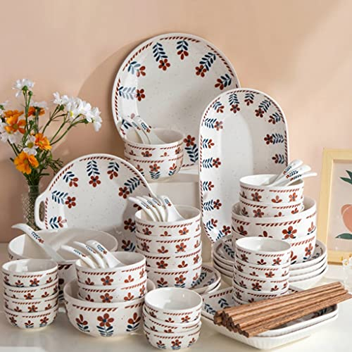 Juego de vajilla de 10 a 66 piezas con platos llanos, platos hondos, platos de postre, tazones, servicio de vajilla de cocina de cerámica for 2 a 12 personas, for la familia, fiesta, Navidad ( Color :
