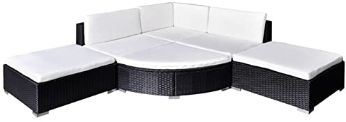 Festnight Gartenlounge Poly Rattan 6-TLG.LoungeSet Rattan Gartenmöbel Set Loungemöbel Terrasse Gartenlounge Outdoor Gartenset Rattan,Garten Sitzgruppe mit Auflagen Balkonmöbel Schwarz