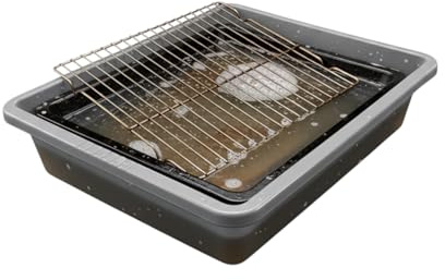 Optimal Products Large Oven Rack & Grill Soaking Cleaning Tray Industrial Grade Polypropylene 55 x 40 cm UK (Silver)