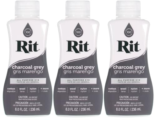Rit Dye – flüssige Stofffarbe für Kleidung, Dekor und Basteln, 237 ml, Anthrazit, 3 Stück