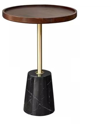 BcoMfy Couchtisch Tisch mit runder Kante im Sofa-Schlafzimmer, auf der Außenterrasse, Kleiner Couchtisch mit Metallrahmen und Tischplatte aus Massivholz und Marmor (Color : A1)