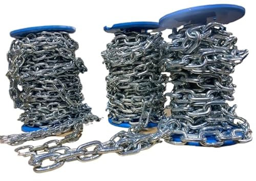 Elkoza Heavy Duty Hot Dipped Galvanised DIY Strong Short Link Steel Chain - 2mm Galvanised, 10 Meters