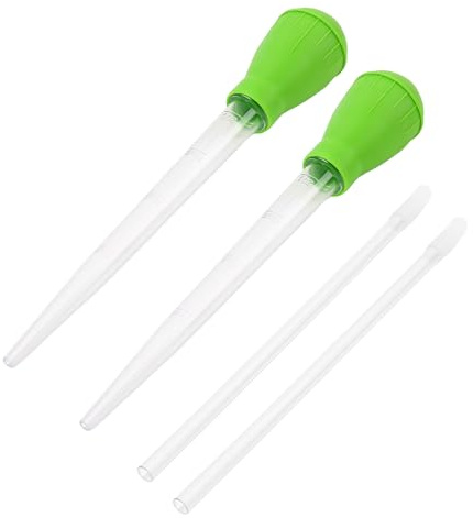 Vagocom 2Pcs Manual Fish Tank Cleaning Tools,30ml Aquarium Water Changer,21 Inches Multifunction Siphon Dropper for Fish Bowl Waste Remover,Aquarium Bottom Gravel Waste Clean,Coral Feeder(Green)
