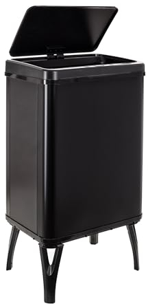WELL HOME MOBILIARIO & DECORACIÓN Pattumiera intelligente con apertura automatica o contatto manuale da 40 l, 35,5 x 26 x 71,5 cm, colore nero.