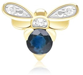 Gemondo Broche Abeille Style Honeycomb en Or Jaune 9ct avec Blue Sapphire et Diamant