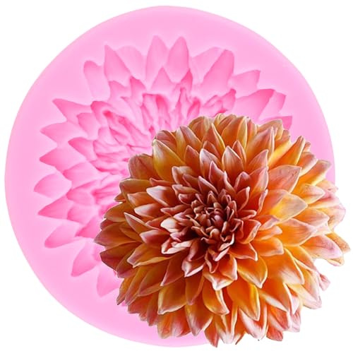 XMOLDNMS Dahlia, Stampo Silicone Forme per Dolci, Decorazioni Cioccolato per Torte, a Forma di Fiore di Crisantemo, per Cupcake, Caramelle, Pasta di Gomma, Argilla Polimerica